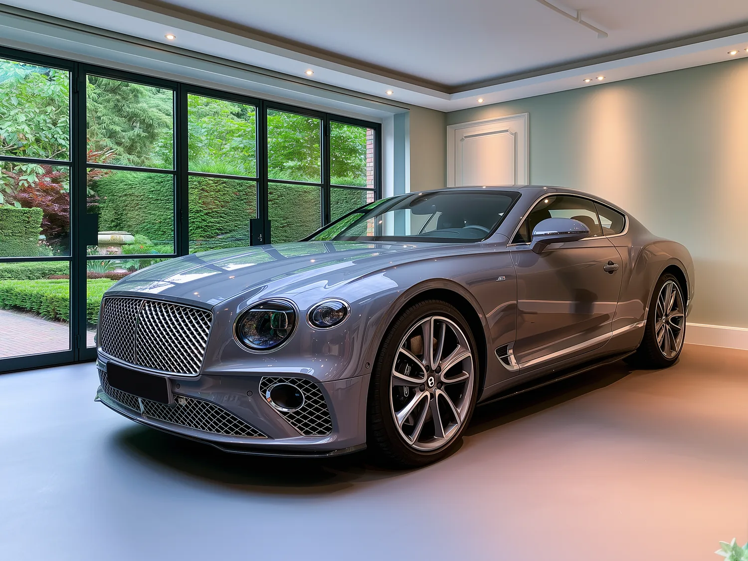 Nardo Grey microcement vloer in een villa in Wassenaar, met zicht op de tuin
